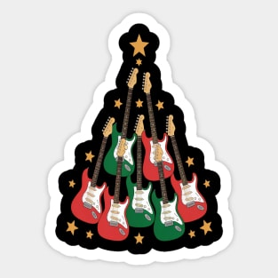 Cool Guitar Christmas Tree Guitar Lovers Sticker